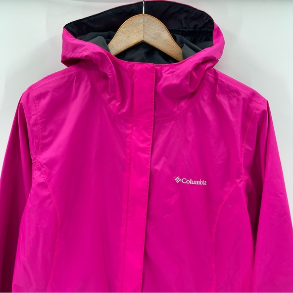 Columbia Omni Tech Waterproof Hooded Hiking Outdoor Hot Pink Jacket Size Large - Picture 2 of 10